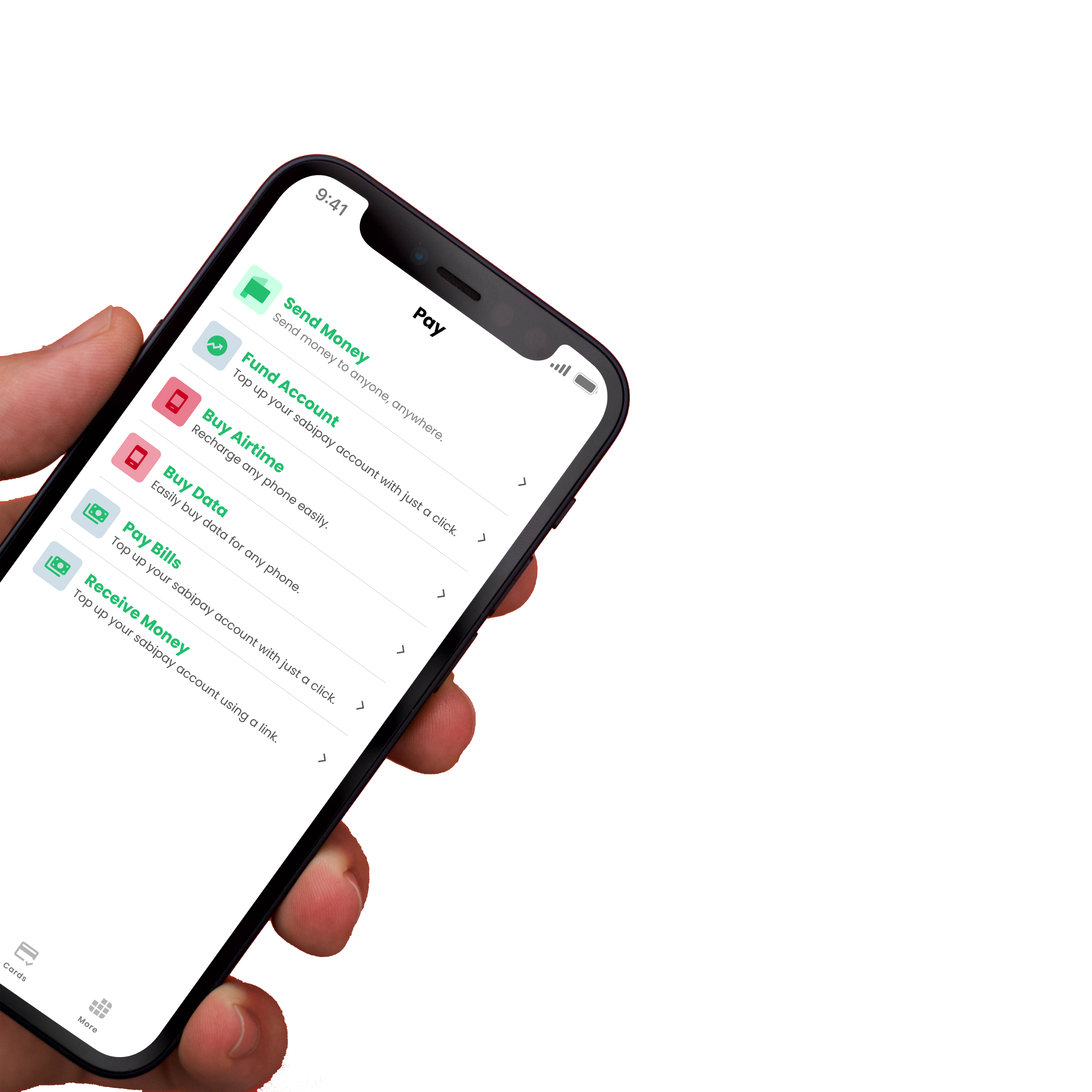 SabiPay payment options menu